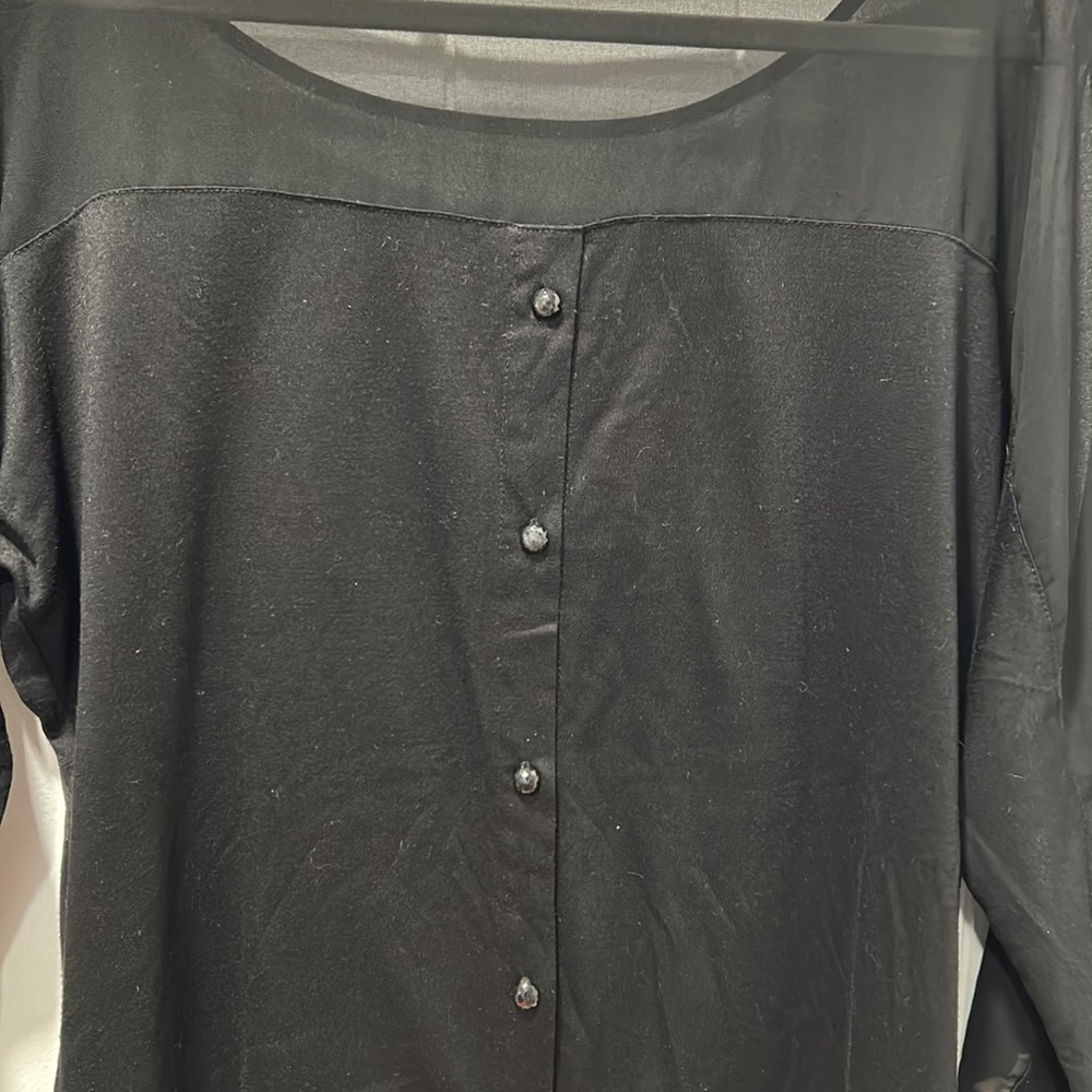The Limited black shirt with sheer panel and back buttons - Picture 5 of 5